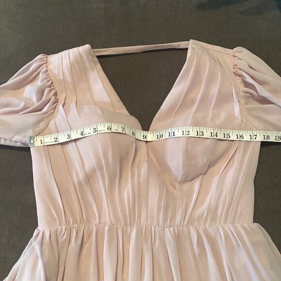 Women’s Full Length Chiffon V-Neck Zip Up Back Bridesmaid Dress Leg Split Size 8 - Picture 9 of 9